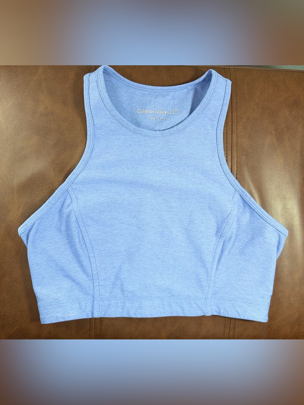 Outdoor Voices TechSweat Racerback Crop Top Womens M Light Blue Athletic